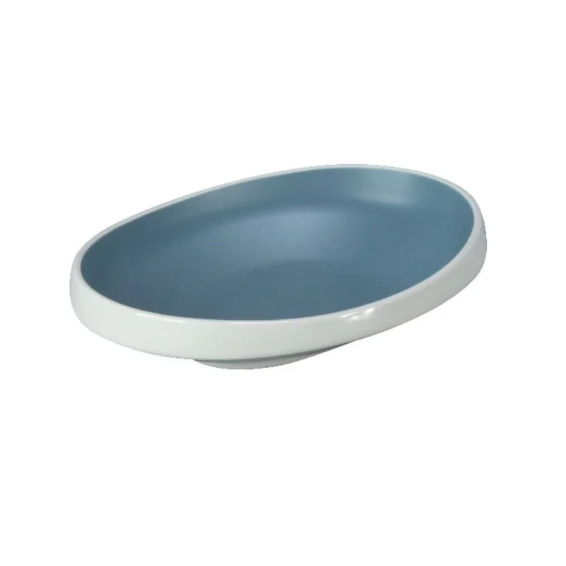 Deep Oval Blue Melamine Plate "Taiji" - 254 x 191 x 53 mm - Set of 4