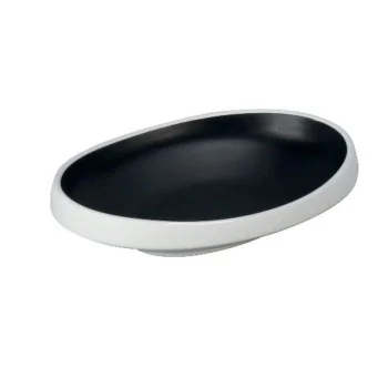 Deep Oval Black Melamine Plate "Taiji" - 254 x 191 x 53 mm - Set of 4