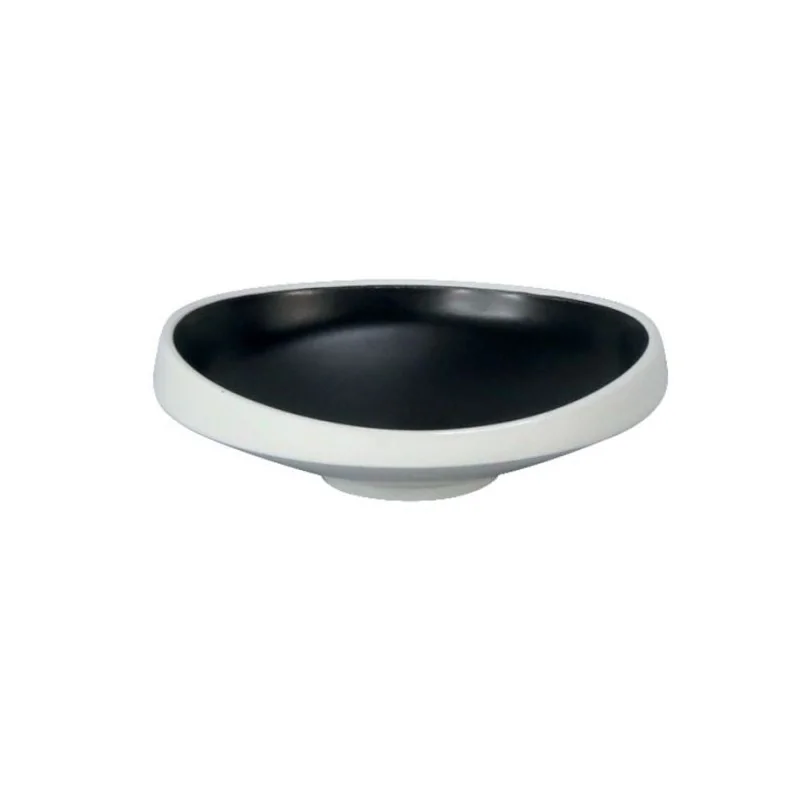 Deep Slanting Black Melamine Plate "Taiji" - 160 x 158 x 45 mm - Set of 6