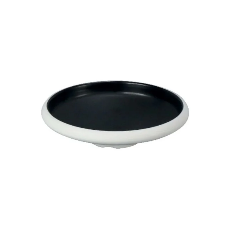 Deep Round Black Melamine Plate "Taiji" - 245 x 245 x 60 mm - Set of 4