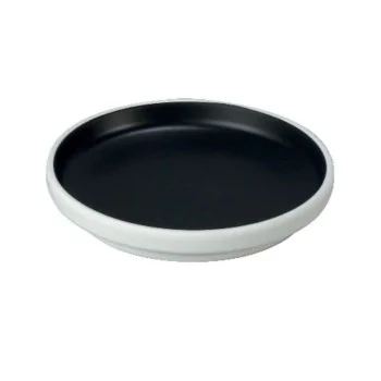 Round Black Melamine Plate "Taiji" - 240 x 240 x 34 mm - Set of 4