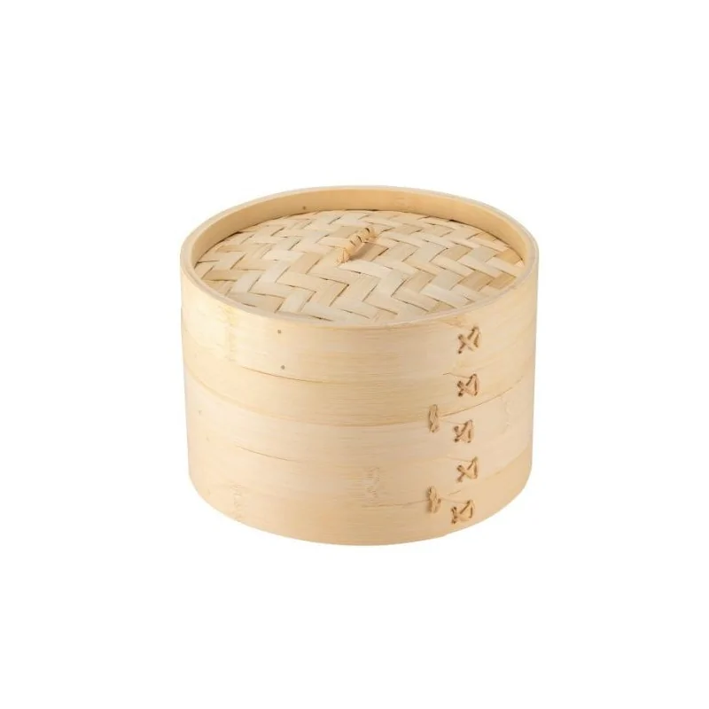 Bamboo Steamer - Two Layers And One Lid - Bamboo - Dia: 25 cm - Set of 4 Bamboo Steamer - Two Layers And One Lid - Bamboo - Dia: 25 cm - Set of 4