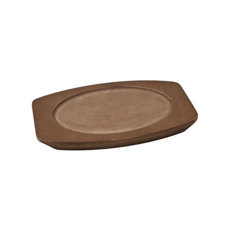 Oval Enamelled Cast-Iron Mini Frying-Pan With Wooden Tray - 22 x 16 cm - Set of 6 Oval Enamelled Cast-Iron Mini Frying-Pan With Wooden Tray - 22 x 16 cm - Set of 6