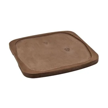 Square Enamelled Cast-Iron Plate With Wooden Tray - Gourmet - 25 x 25 cm - Set of 6