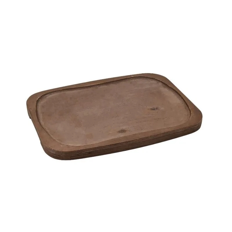 Rectangular Enamelled Cast-Iron Plate With Wooden Tray - Gourmet - 26 x 18 cm - Set of 4