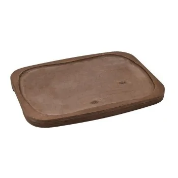 Rectangular Enamelled Cast-Iron Plate With Wooden Tray - Gourmet - 30 x 22 cm - Set of 4
