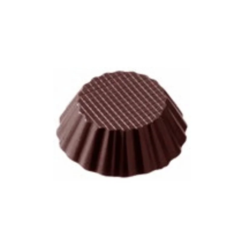 Polycarbonate Traditional Fluted Chocolate Cup Mold - 44 mm x 44 mm x 13 mm - 10 cavity - 19gr Polycarbonate Traditional Fluted Chocolate Cup Mold - 44 mm x 44 mm x 13 mm - 10 cavity - 19gr