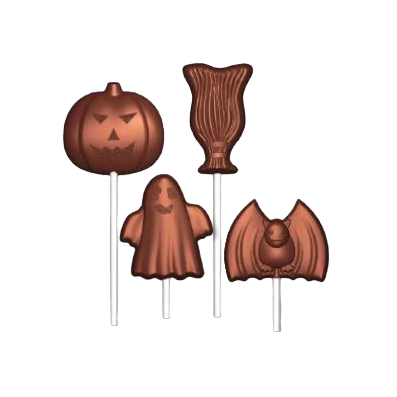 Polycarbonate Mixed Halloween Subjects Chocolate Lollipop Mold - 8 cavity - 14gr