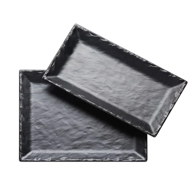 Cal-Mil 13 x 7 Faux Slate Platter Black Cal-Mil 13 x 7 Faux Slate Platter Black