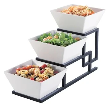 Cal-Mil 3 Step Square Bowl Dispenser Black