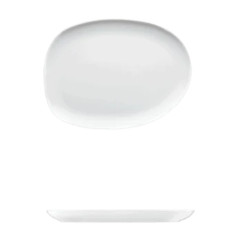 Fine White Porcelain Large Plate - Saturno Collection - 12 5/8" x 9 1/2" ( 32 x 24cm ) - set of 12
