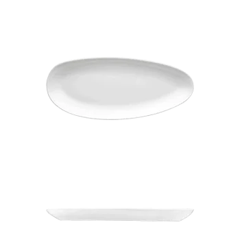 Fine White Porcelain Short Plate - Saturno Collection - 9 1/2" x 4 5/8" ( 24 x 12cm ) - set of 12