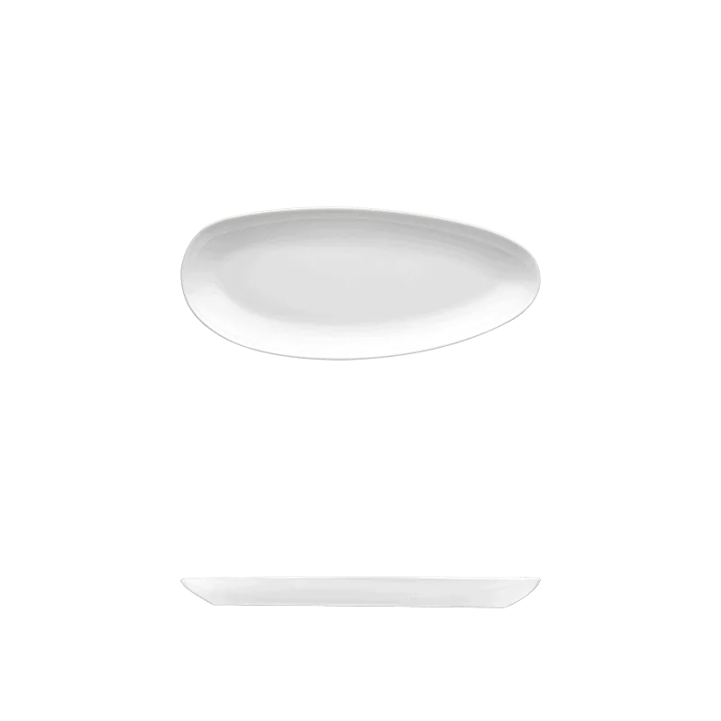 Fine White Porcelain Short Plate - Saturno Collection - 9 1/2" x 4 5/8" ( 24 x 12cm ) - set of 12