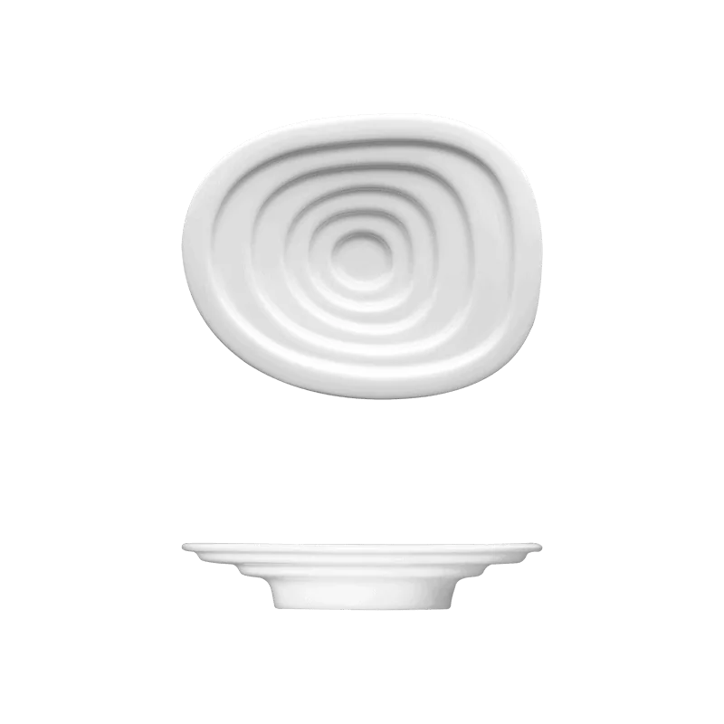 Fine White Porcelain Olive Oil Dipping Dish - Saturno Collection - 5 1/8" x 4" ( 13 x 10cm ) - set of 12