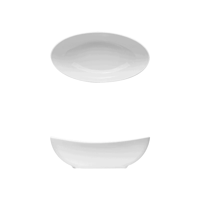 Fine White Porcelain Serving Bowl - Saturno Collection - 9 3/4" x 5 3/8" ( 25 x 13cm ) - set of 12