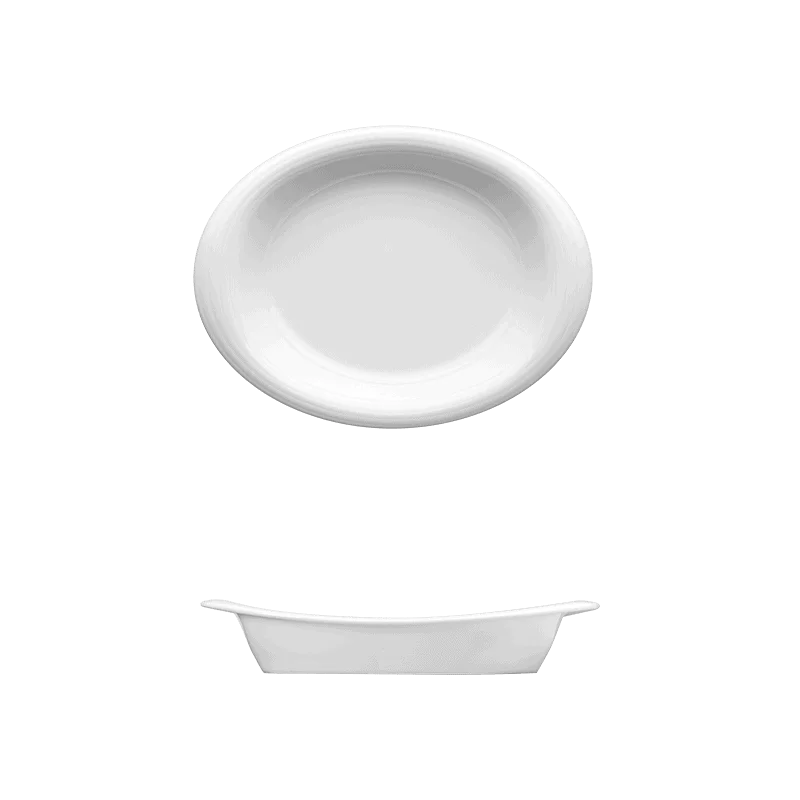 Fine White Porcelain Oval Dish - Duo Collection - 10 1/4" x 7 7/8" ( 26 x 21cm ) - set of 4