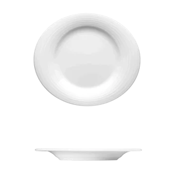 Fine White Porcelain Oval Deep Plate - Duo Collection - 11 5/8" x 10 1/2" ( 30 x 26cm ) - set of 6