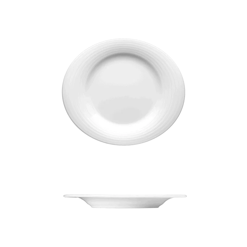 Fine White Porcelain Oval Deep Plate - Duo Collection - 11 5/8" x 10 1/2" ( 30 x 26cm ) - set of 6