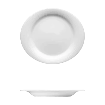 Fine White Porcelain Oval Deep Plate - Duo Collection - 9 5/8" x 8 1/4" ( 25 x 22cm ) - set of 12