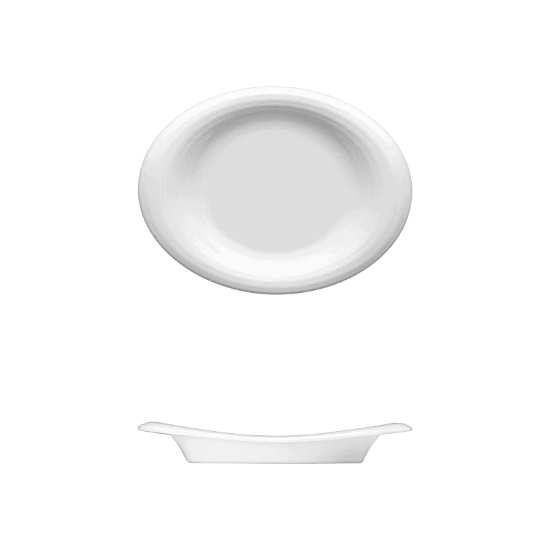 Fine White Porcelain Oval Dish - Duo Collection - 8" x 6 1/4" ( 20 x 16cm ) - set of 6