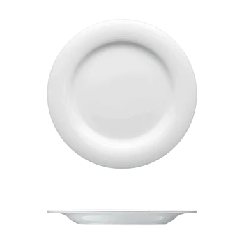 Fine White Porcelain Round Plate - Duo Collection - 11" ( 28cm ) - set of 12