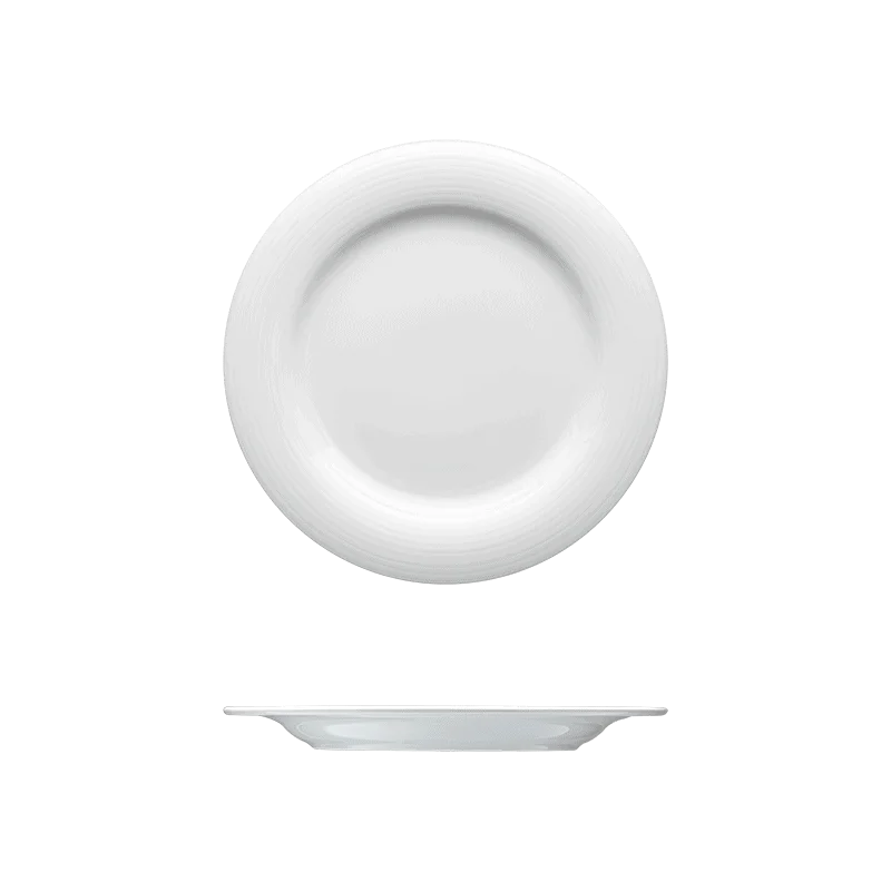 Fine White Porcelain Round Plate - Duo Collection - 11" ( 28cm ) - set of 12