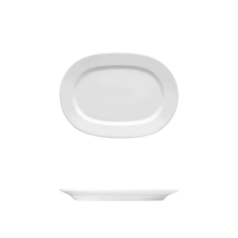 Fine White Porcelain Racetrack Oval - Synergy Collection - 7" x 4 1/4" ( 18 x 11cm ) - set of 24