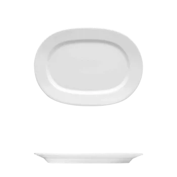 Fine White Porcelain Racetrack Oval - Synergy Collection - 15 1/8" x 10 3/4" (39 x 28cm) - set of 6