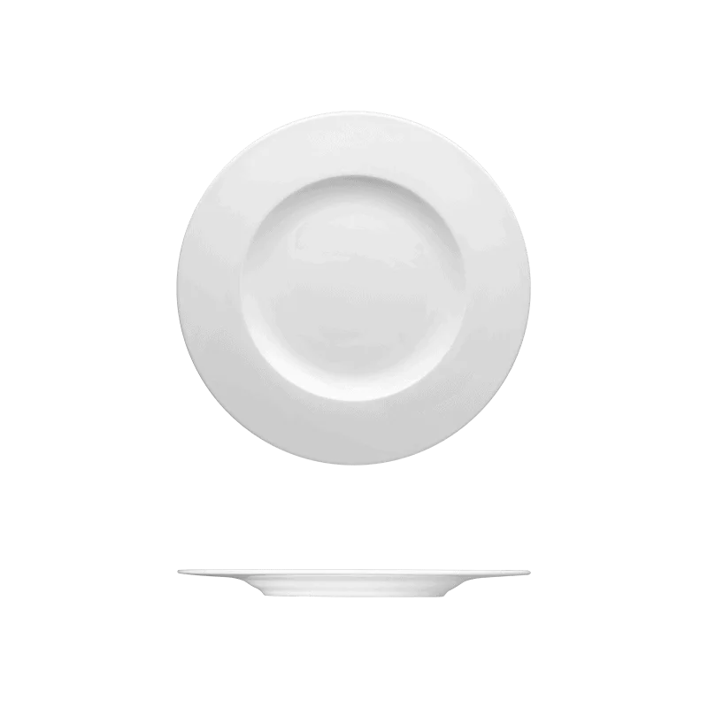 Fine White Porcelain Round Plate - Raio Collection - 13" ( 33cm ) - set of 6