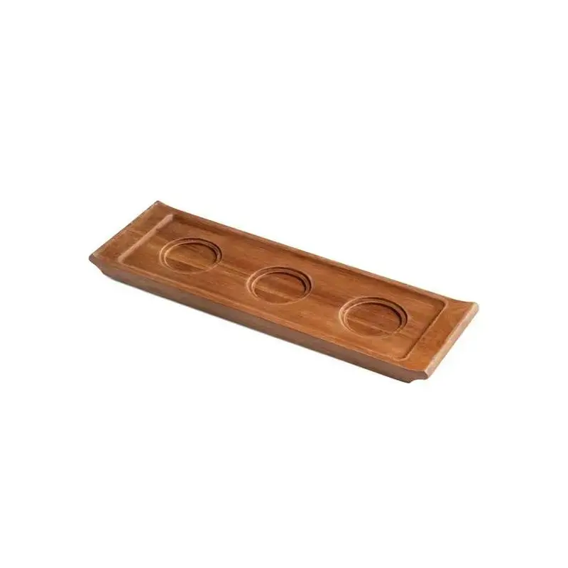 Acacia Wood Tray 3-Well (L:14.5'' X W:4.75'') - Set of 6