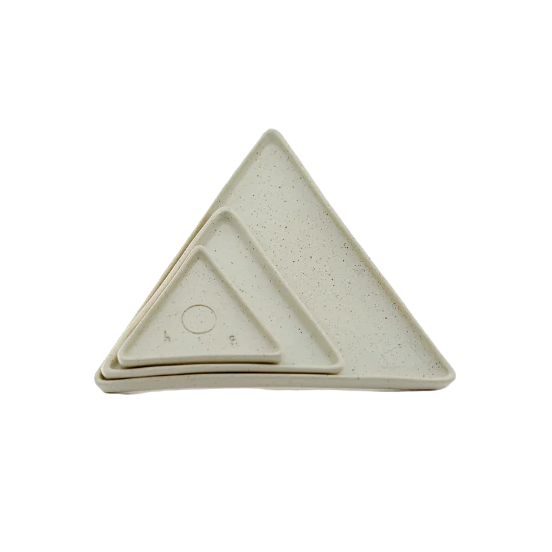 Handcrafted Elegant Small Triangle Ceramic Plate - 12.5&nbsp; cm sides - 1 cm height - Case of 12
