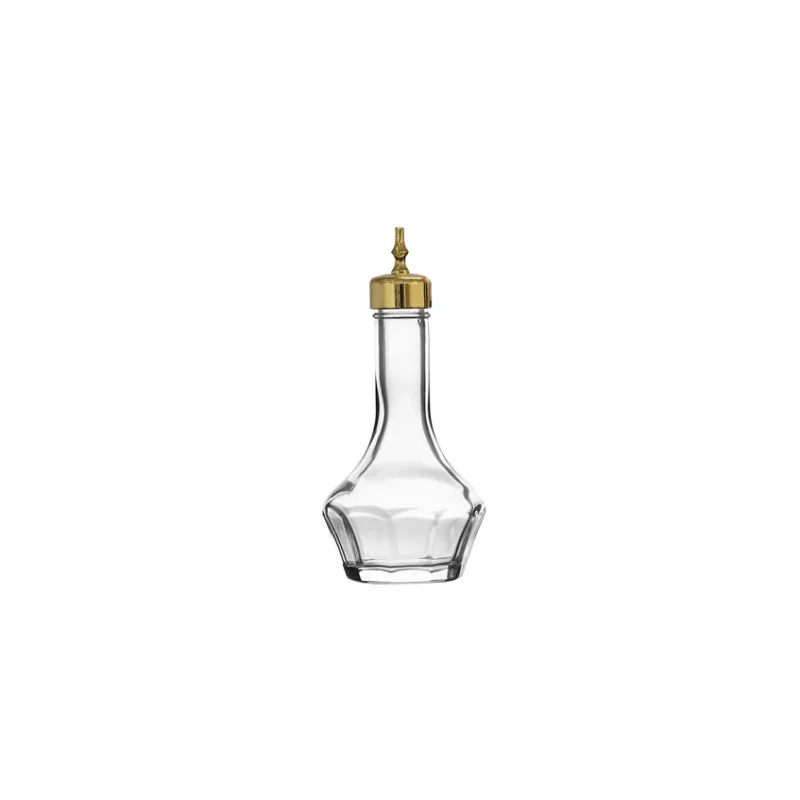 Threaded 2oz Clear Bitters Bottle w/ Gold Top - Set of 6