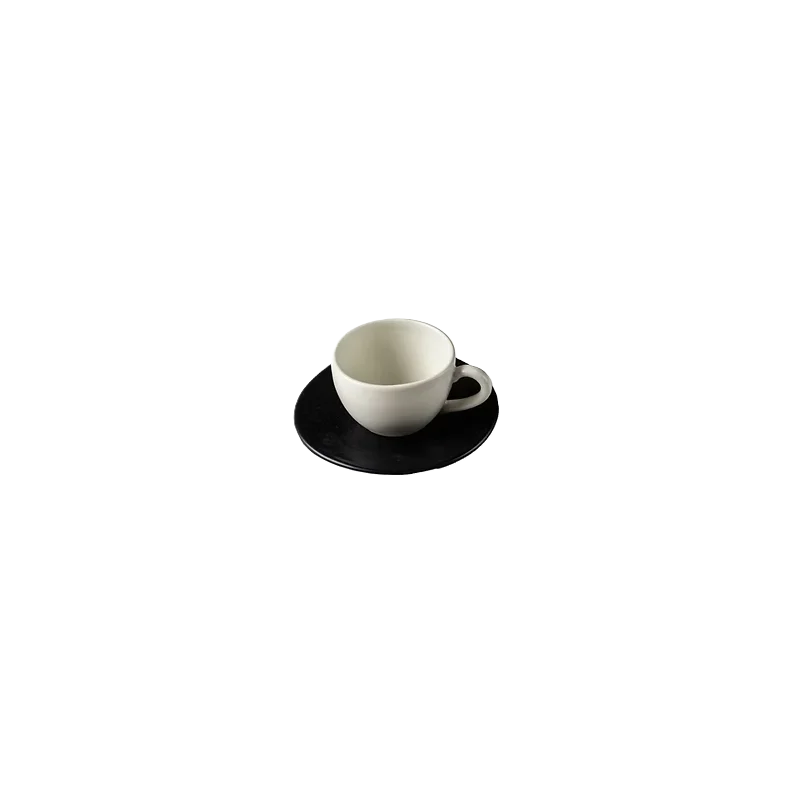 Elegant Midnight Espresso Cup With Saucer - Handcrafted Stoneware - 80 ml - Set of 6 Elegant Midnight Espresso Cup With Saucer - Handcrafted Stoneware - 80 ml - Set of 6