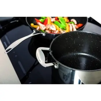 Mepra Glamour Diamond Non-Stick Frying Pan with 2 Handles and Lid 9.45" - 1 Piece - Stainless Steel