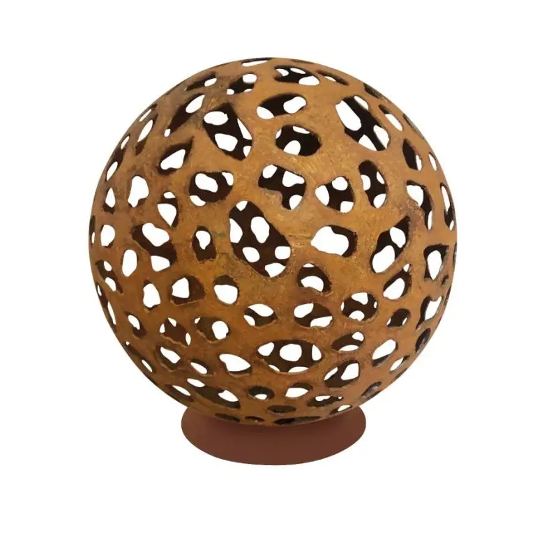 Atlantis Collection Decorative Sphere With Small Stand Moon Design - Corten Steel - Dia: 60 h 60 cm Atlantis Collection Decorative Sphere With Small Stand Moon Design - Corten Steel - Dia: 60 h 60 cm
