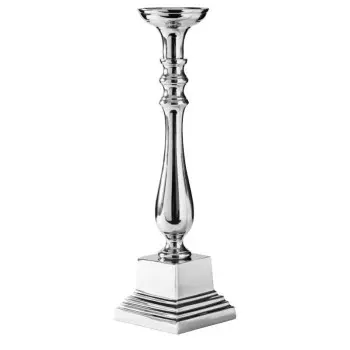 Stylos Collection Platinum Finish 1 Arm Candle Holder - Aluminium - 12.5 x 12.5 h 48.5 cm