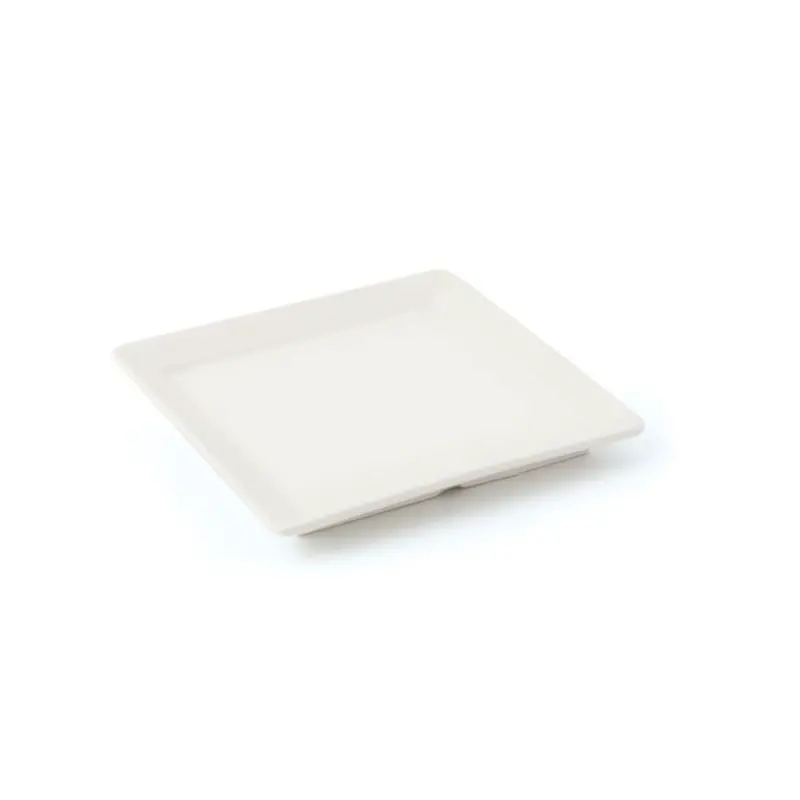 Dyonisio Collection Ivory Rimmed Square Plate - Alumina Porcelain - set of 12 - 10 x 10 cm