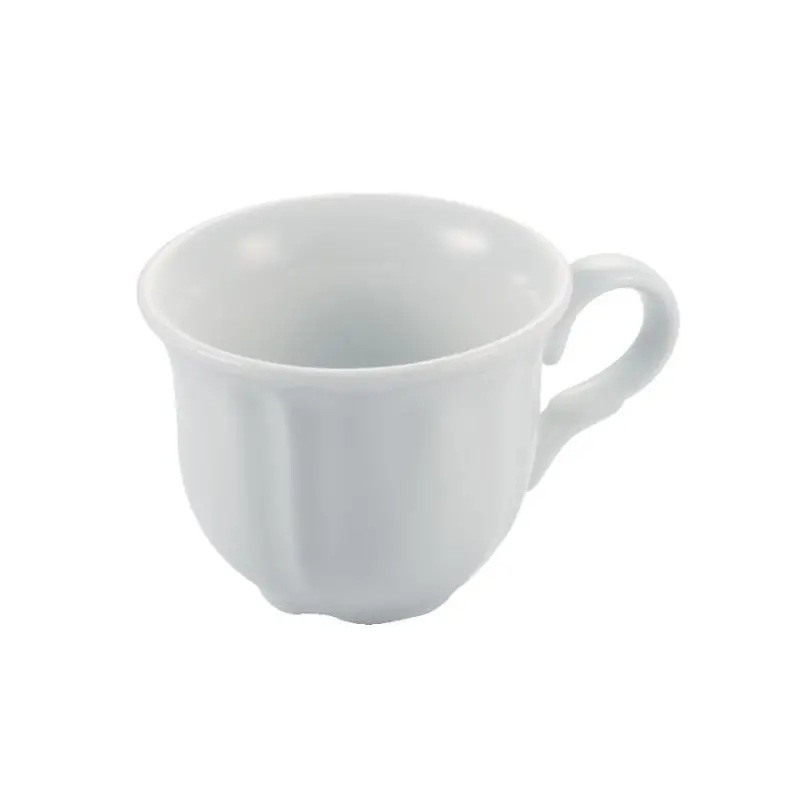 Aglos Collection White Coffee Cup With Saucer - Bone China - set of 6 - saucer: Dia: 13 cm, cup: 10 cl - 9.5 x 7 h 6.5 c