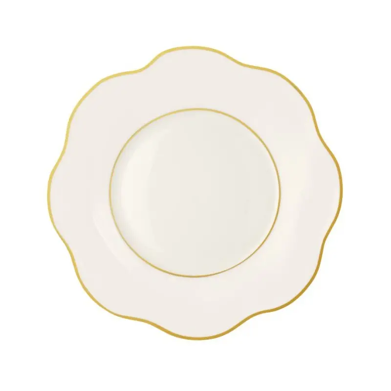 Anemone Collection Bread Plate With Gold Rims - Bone China - set of 6 - Dia: 15 cm