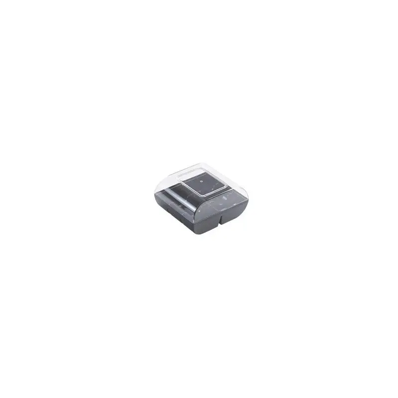 Transparent Rounded Macaron Box with Black Base - 90 pcs - 100 mm x 94 mm x h 53 mm