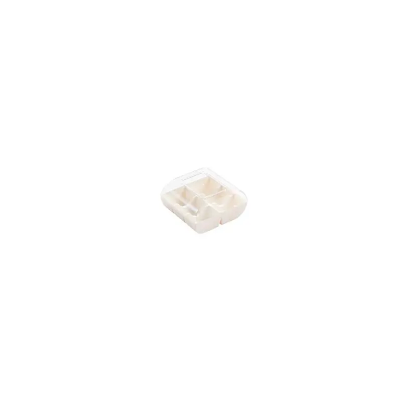 Transparent Rounded Macaron Box with White Base - 90 pcs - 100 mm x 94 mm x h 53 mm