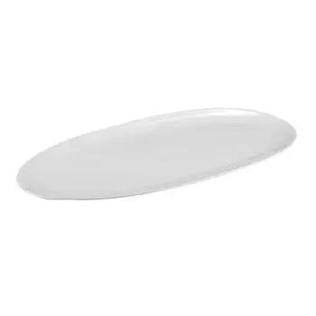 Aphros Collection Shiny And Matte White Oval Tray - New Bone China - set of 6 - 43 x 23 h 1 cm
