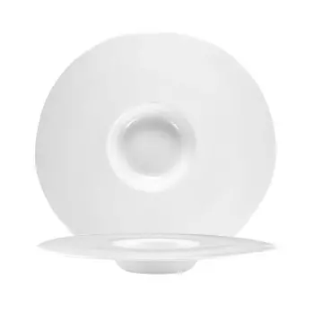 Aphros Collection Shiny And Matte White Pasta Bowl - New Bone China - set of 4 - Dia: 32 - int Dia: 11 - h 3.5 cm