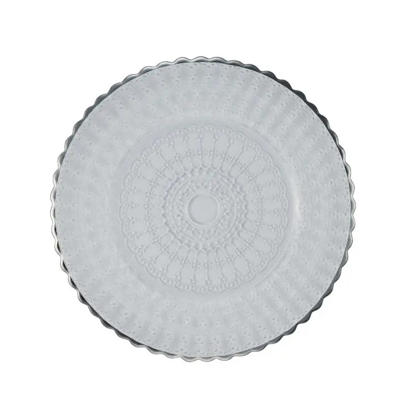 Barokos Collection Charger Plate Barocco Design With Platinum Colour Edge - Glass - set of 6 - Dia: 33 h 1.5 cm Barokos Collection Charger Plate Barocco Design With Platinum Colour Edge - Glass - set of 6 - Dia: 33 h 1.5 cm