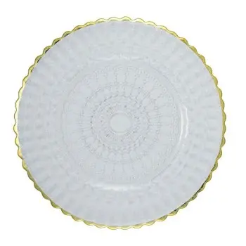 Barokos Collection Bread Plate Barocco Design With Gold Colour Edge - Glass - set of 6 - Dia: 16 h 1.5 cm