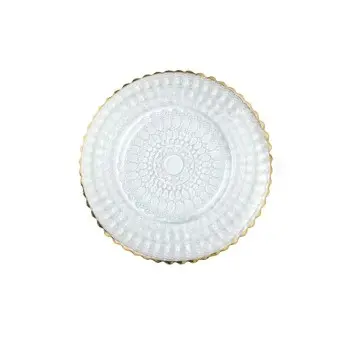 Helios Collection Transparent Charger Plate Barocco Design - Glass - set of 6 - Dia: 32.5 cm