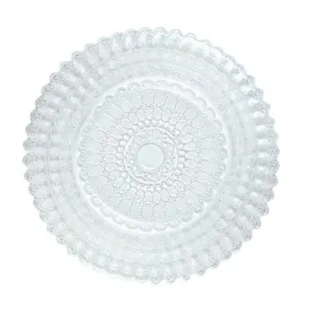 Helios Collection Transparent Barocco Design Dinner Plate - Glass - set of 6 - Dia: 26.5 cm