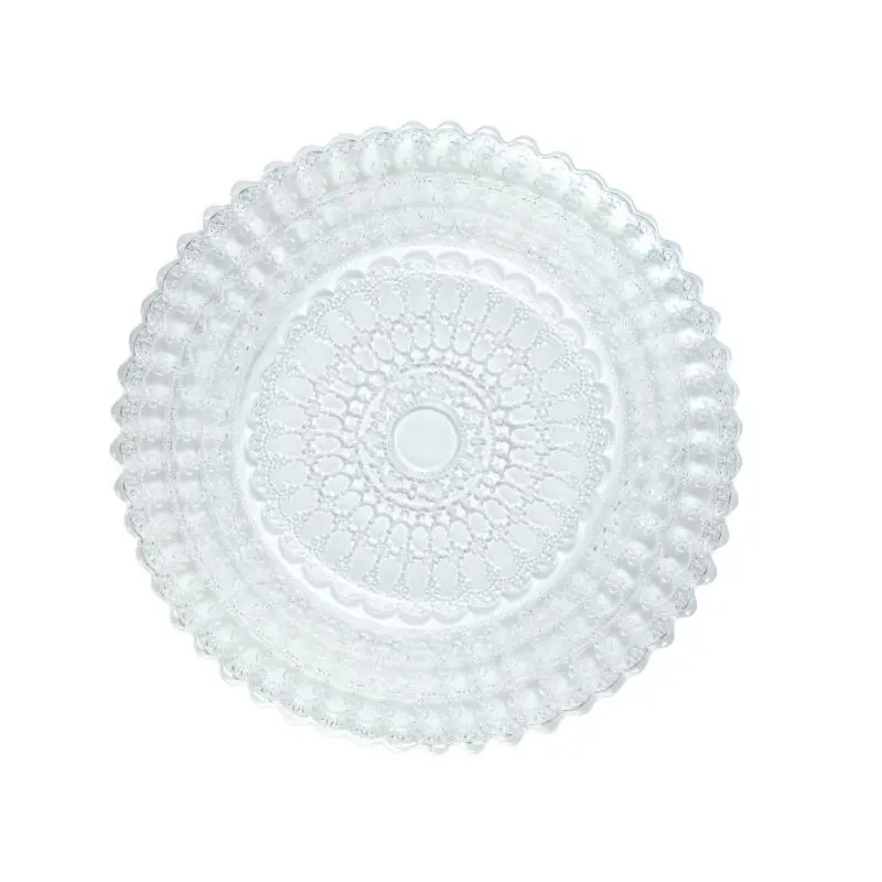 Helios Collection Transparent Barocco Design Dinner Plate - Glass - set of 6 - Dia: 26.5 cm Helios Collection Transparent Barocco Design Dinner Plate - Glass - set of 6 - Dia: 26.5 cm