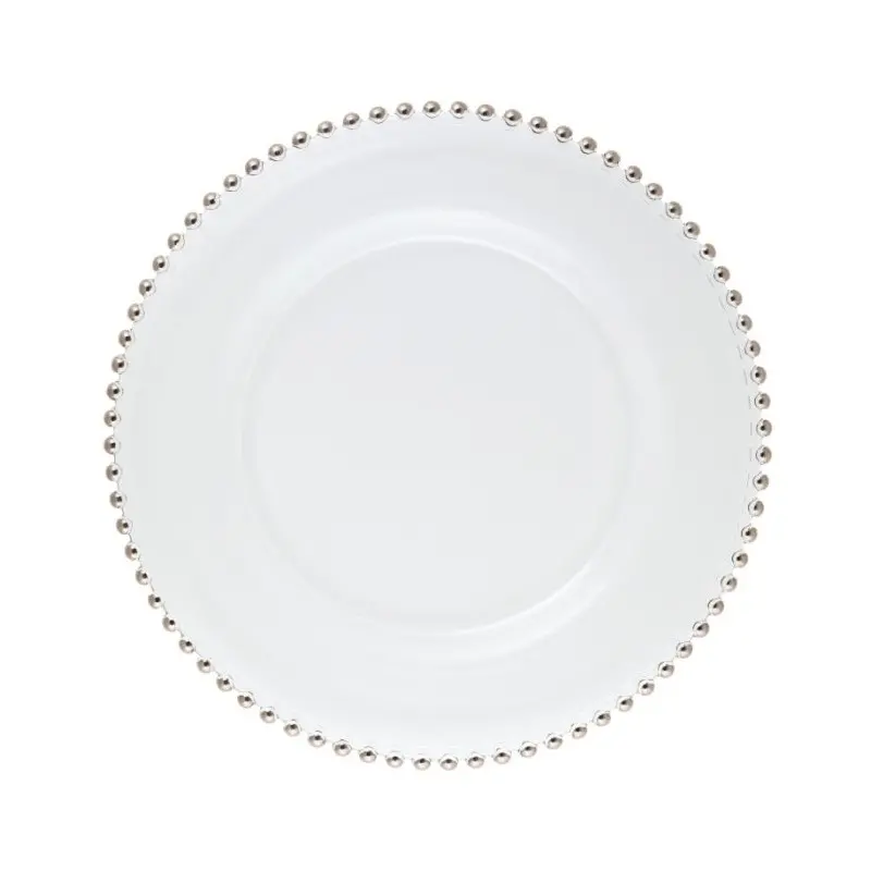 Helios Collection Platinum Beaded Bread Plate - Glass - set of 6 - Dia: 15.5 cm Helios Collection Platinum Beaded Bread Plate - Glass - set of 6 - Dia: 15.5 cm