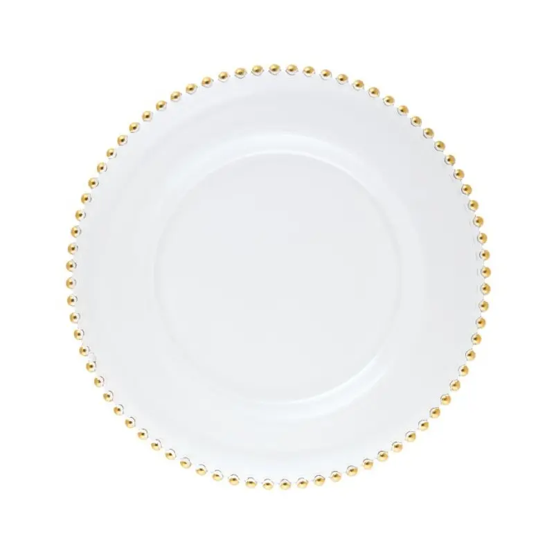 Helios Collection Transparent Beaded Charger Plate - Glass - set of 6 - Dia: 34 cm